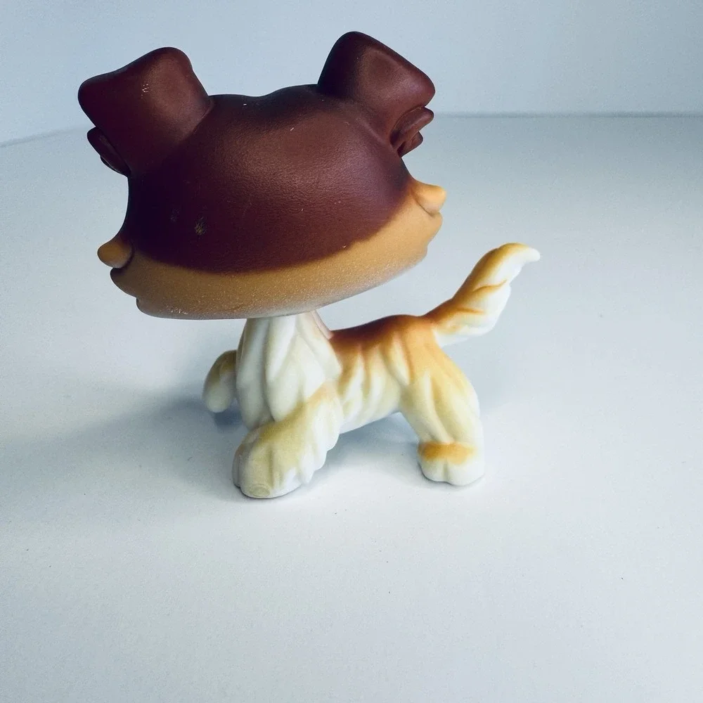 Littlest Pet Shop LPS #58 Collie Sage Brown Paw-Up Portable Pets Pink Carrier